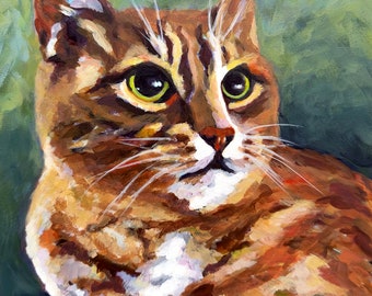 Yellow Tabby Cat  - Giclee Art Print of my ORIGINAL acrylic painting, 8x10, Unframed