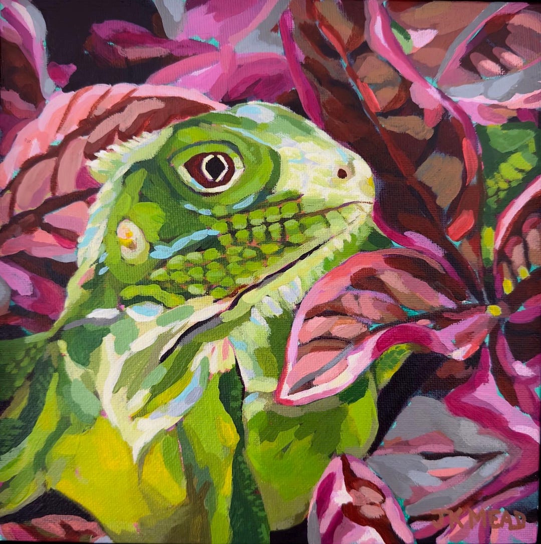 Patio Pet -iguana - Giclee Art Print of My ORIGINAL Acrylic Painting ...