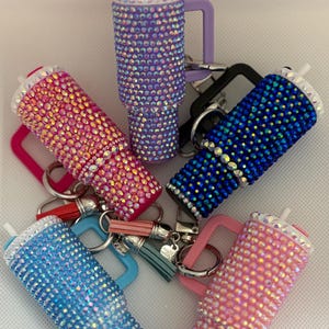 Bedazzled Mini Tumbler Chapstick Holder Keychain