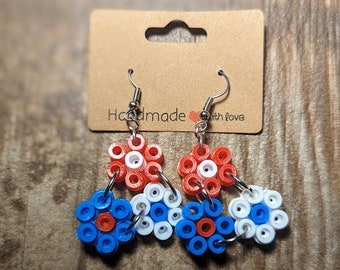 Boucles d'oreilles pendantes fleurs siamoises - Personnalisables