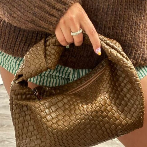 Woven tote, Shoulder Bag, Luxury Vegan Leather Bag, Dumpling Bag, Minimalistic and Elegant womens Style bag , Durable braided knot woven bag