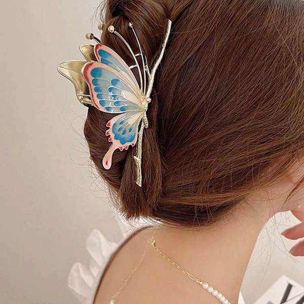 Handmade Womens Butterfly Design Fashion Hair Claw Clip for Hair Decoration Weddings Bridesmaid gifts Graduation and Birthfay hair Accessory