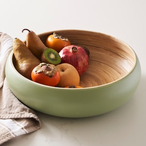 Fruit Bowl For Kitchen Counter, Decorative Bowl, Large Serving Bowl Or Fruit Basket For Kitchen, Spun Bamboo image 7