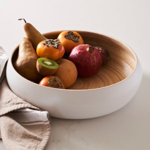 Fruit Bowl For Kitchen Counter, Decorative Bowl, Large Serving Bowl Or Fruit Basket For Kitchen, Spun Bamboo image 6