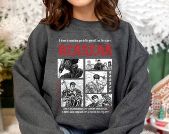 Berserk Manga Art Print: Guts Vintage Style, Boxy Fit, Retro Grunge Anime Shirt