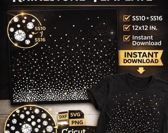 Sjabloon SVG met kleurovergang Strass, SS10 SS16 Scatterpatroon Spray-effect (digitale download)