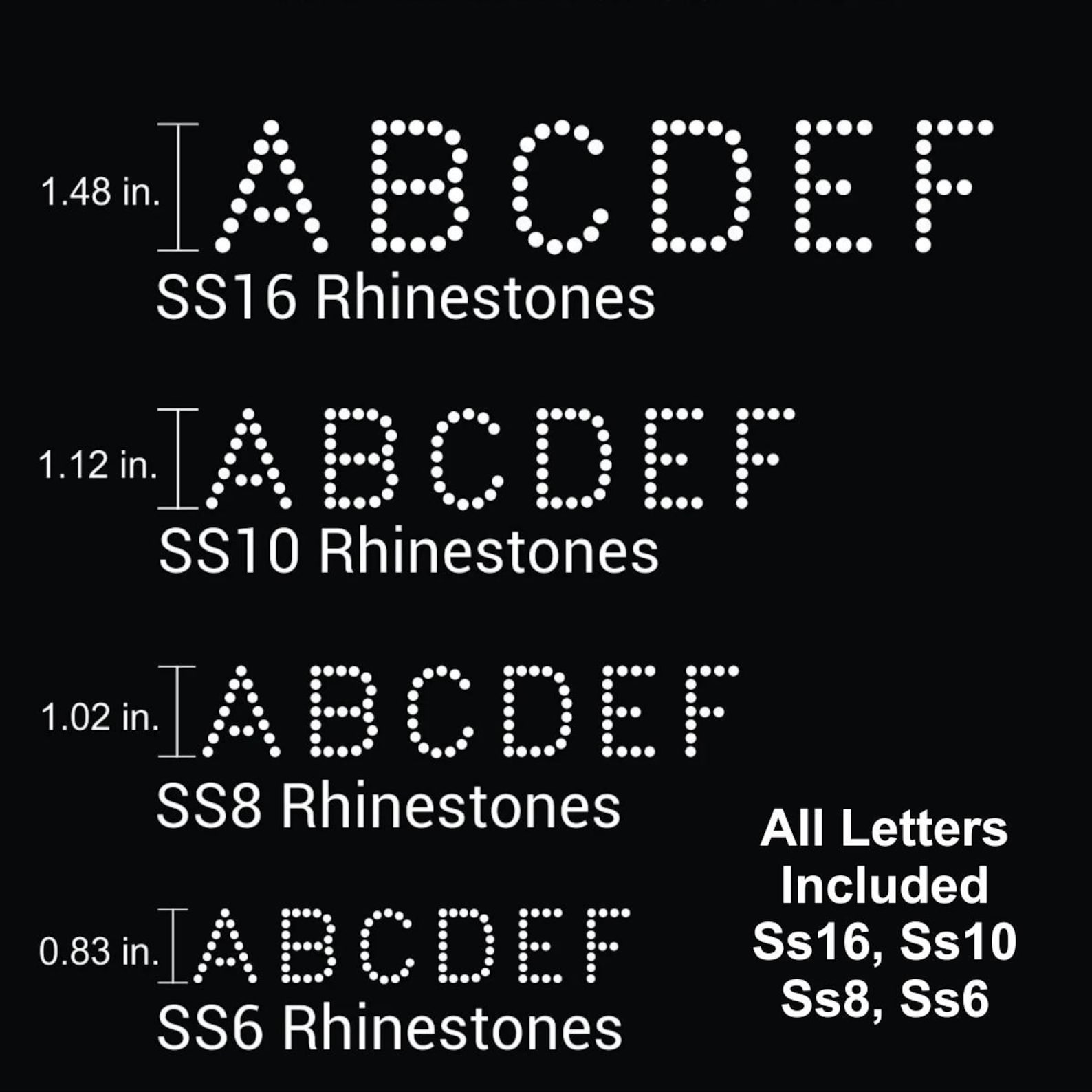 Diy Rhinestone Letters Simple Rhinestone Letters Template BUNDLE in SS6 SS8 SS10 SS16 Digital ...