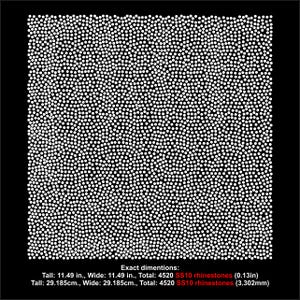 May include: A square black background densely packed with small white dots, creating a speckled effect. The dimensions are 29.185cm tall and wide, with 4520 SS10 rhinestones. The text at the bottom provides the exact dimensions.