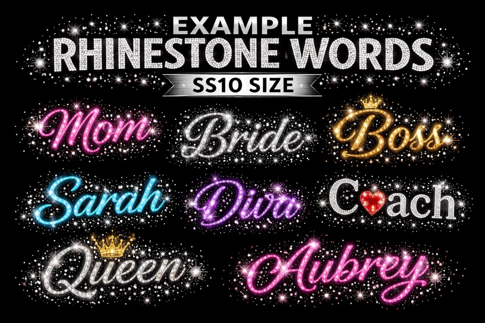 Custom Rhinestone Words SVG | Scatter Spray Effect Template (digital ...