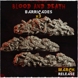 Barricades - Blood and death - Basing Bits - 32 mm Basing / Tabletop / Diorama / Wargaming / RPG / Fantasy / Sci-Fi / Zabavka