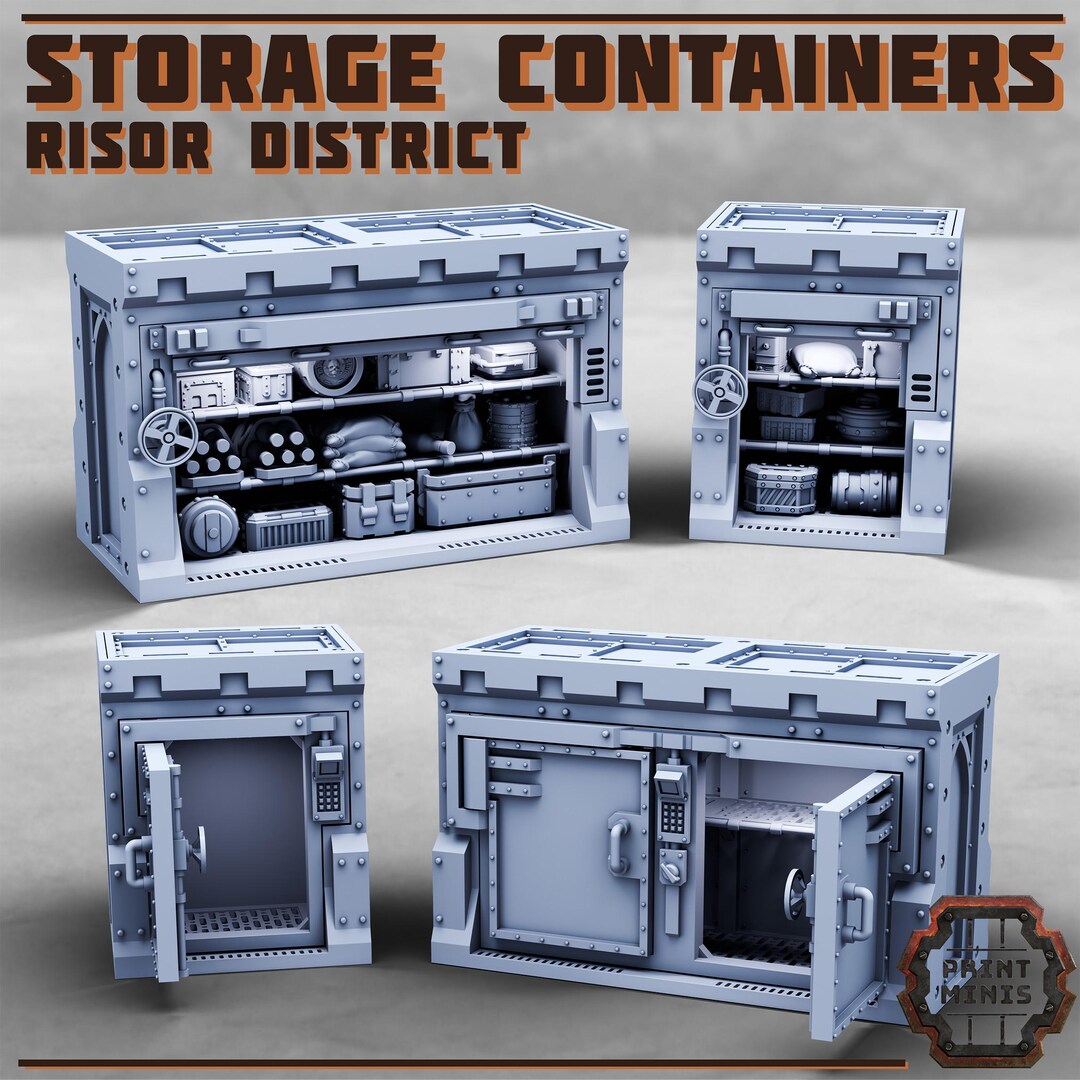 Print Minis - Storage Containers - Risor District - 32mm Basing ...