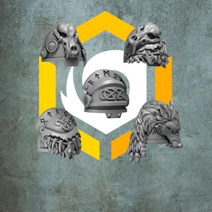 Primal Hounds - Termi Shoulderpads #1 - GreyTide Studio - Wolfes / Space Warriors / Bitz / Tabletop / Wargaming / Grimdark