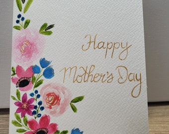 Handmade Happy Mother's Day Card, 4x5, Original Water Colour Felt texture with Envelope