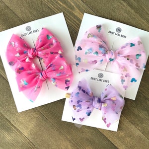 Mickey Tulle Bows in 8 colors - Disney bows - Disneyland - Disney World - Minnie - Cruise - vacation - Pixar - pink white red summer 70th