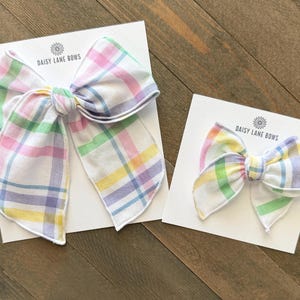 Pastel Plaid Bow - Easter - Spring - pink blue yellow green blue