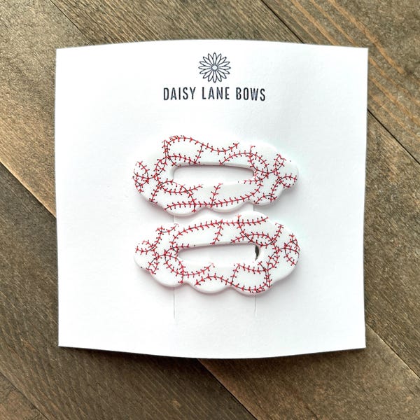 Baseball Snap Clips: Set of 2 Softball Hair Accessories