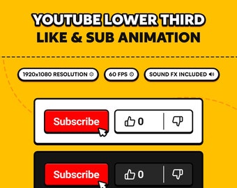 YouTube Like Subscribe Button, YouTube Channel Animation, Animated Social Media Overlay, Digital Download