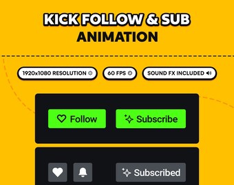 Kick Overlay Follow Button, Social Media Pop Up, Digital Download ...
