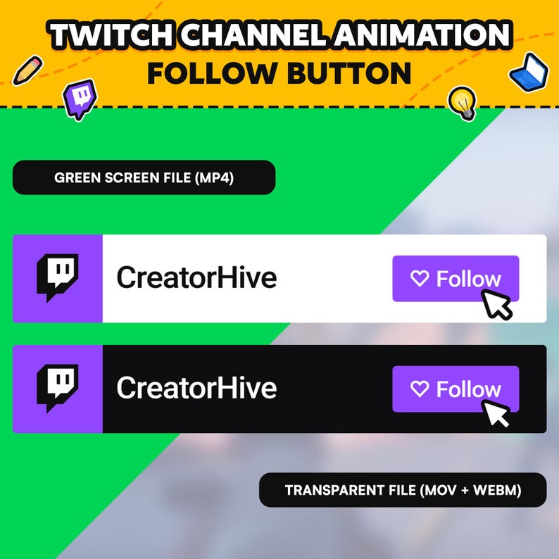 Animated Twitch Follow Overlay, Follow Button Animation, Lower Third ...