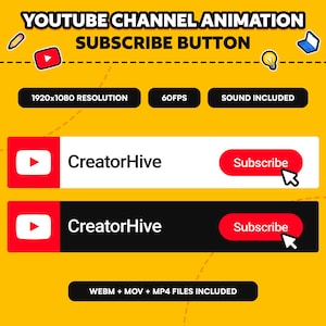 Custom YouTube Subscribe Animation: Channel Overlay, Lower Third (PDF File Download)