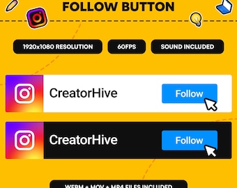 Aangepaste Instagram-volganimatie: socialmedia-overlay (digitale download, MOV/MP4/WEBM-indeling)