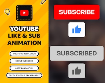 YouTube Like & Abonneer animatie-overlay (digitale download)