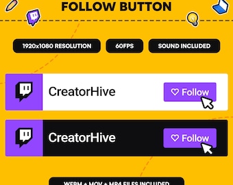 Aangepaste Twitch Follow-animatie: socialmedia-overlay (digitale download, MOV/MP4/WEBM-indeling)