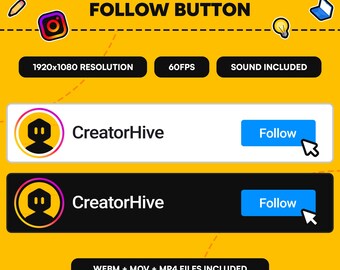 Aangepaste geanimeerde Instagram-volgknop: socialmedia-overlay (digitale download)