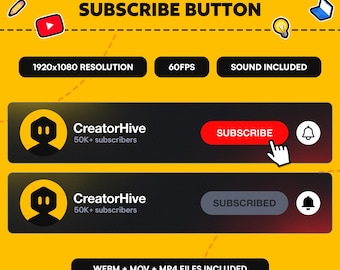 YouTube-abonneerknopanimatie, overlay meldingsbel (digitale download, MOV/MP4/WEBM-indeling)