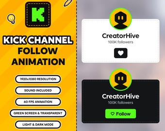 Geanimeerde overlay kick-volgknop: social media onderste derde deel (digitale download)