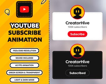 Geanimeerde YouTube-abonneerknopoverlay: social media onderste derde deel (digitale download)