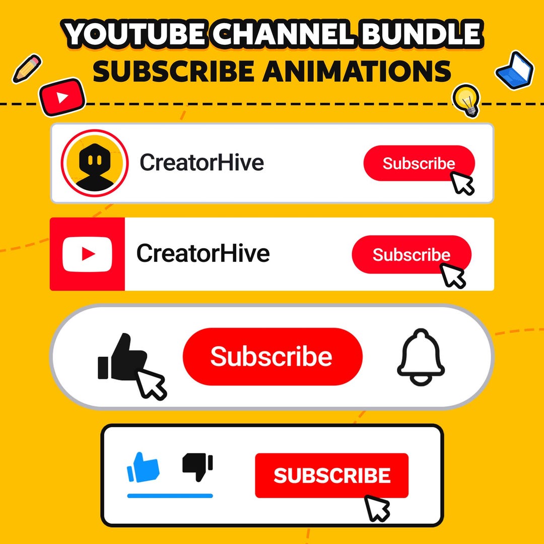 Youtube Subscribe Animation Pack | Animated Subscribe Button for ...
