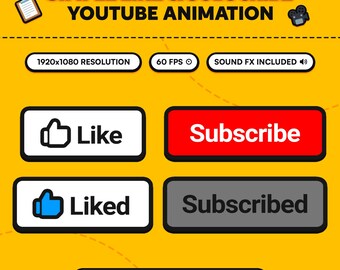 YouTube Like Subscribe-animatie: socialmedia-overlay (digitale download)