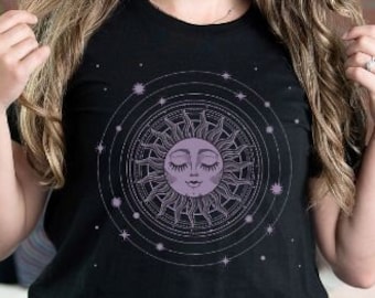 Celestial Sun T-shirt, Sun Shirt, Celestial Sun With Face, Mystical Sun Shirt, Spiritual Sun Tee, Zodiac Sun shirt, Astrology Sun T-shirt