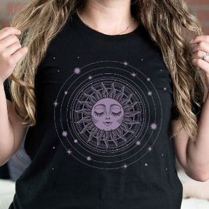 Celestial Sun T-shirt, Sun Shirt, Celestial Sun With Face, Mystical Sun Shirt, Spiritual Sun Tee, Zodiac Sun shirt, Astrology Sun T-shirt