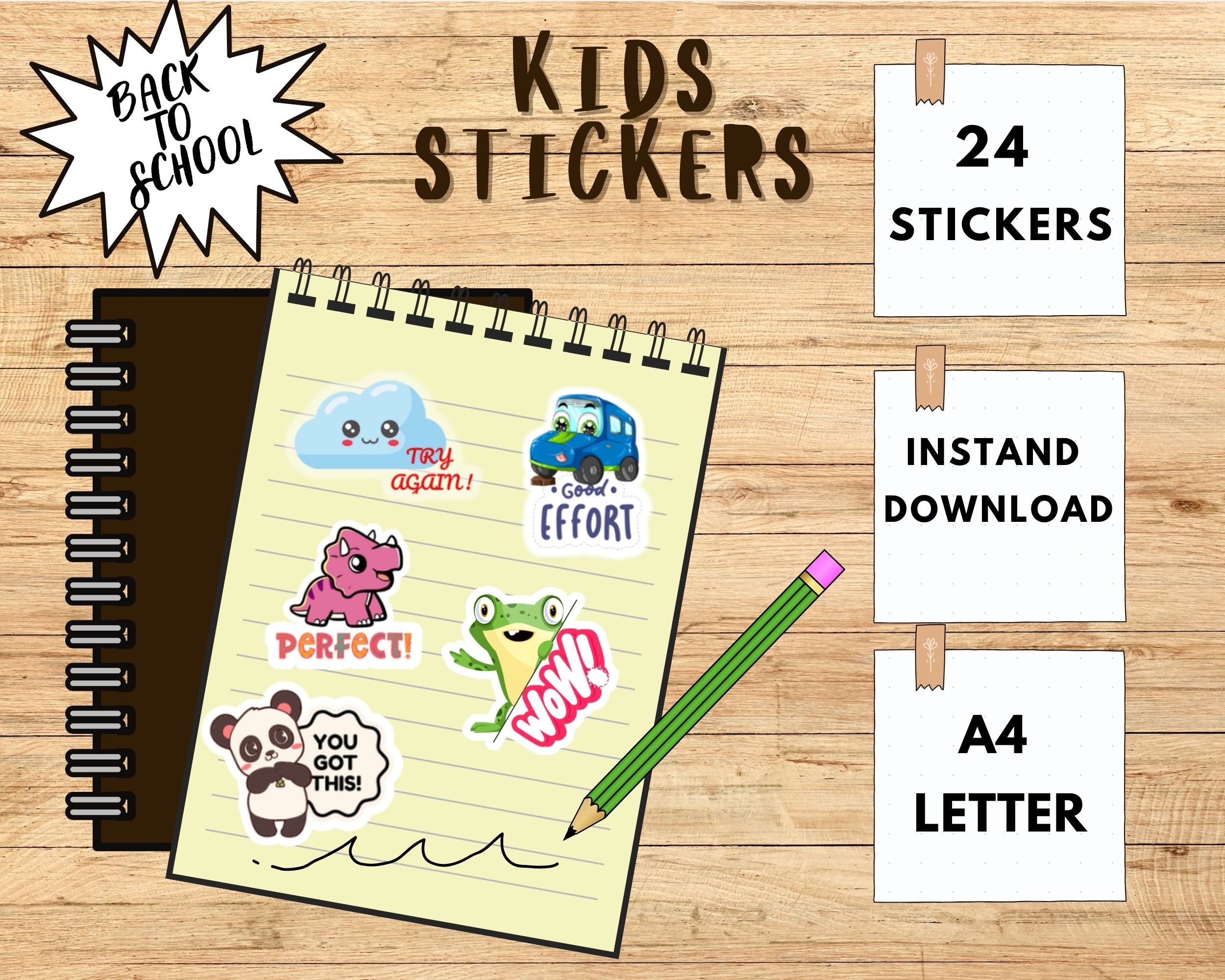 Back to school printable stickers 24 stickers school etsy