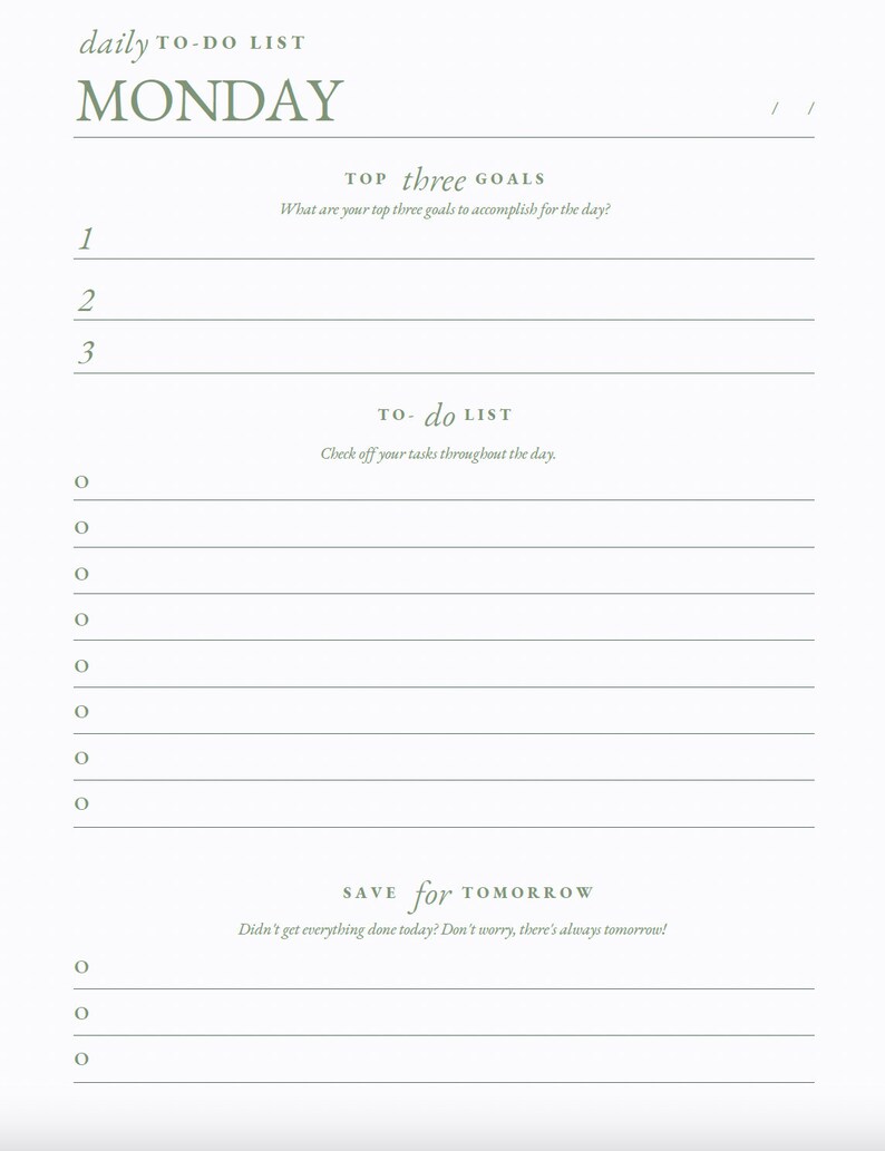 Green Leafy Daily Planner 2024 Printable Planner Digital Etsy