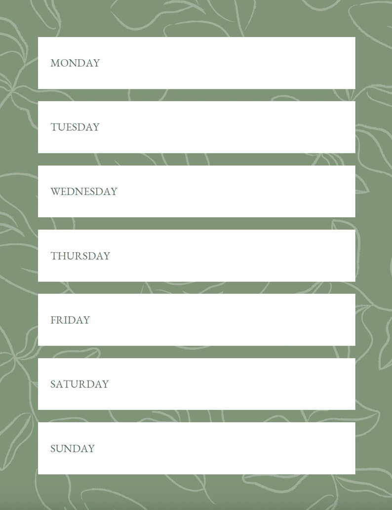 Green Leafy Daily Planner 2024 Printable Planner Digital Etsy