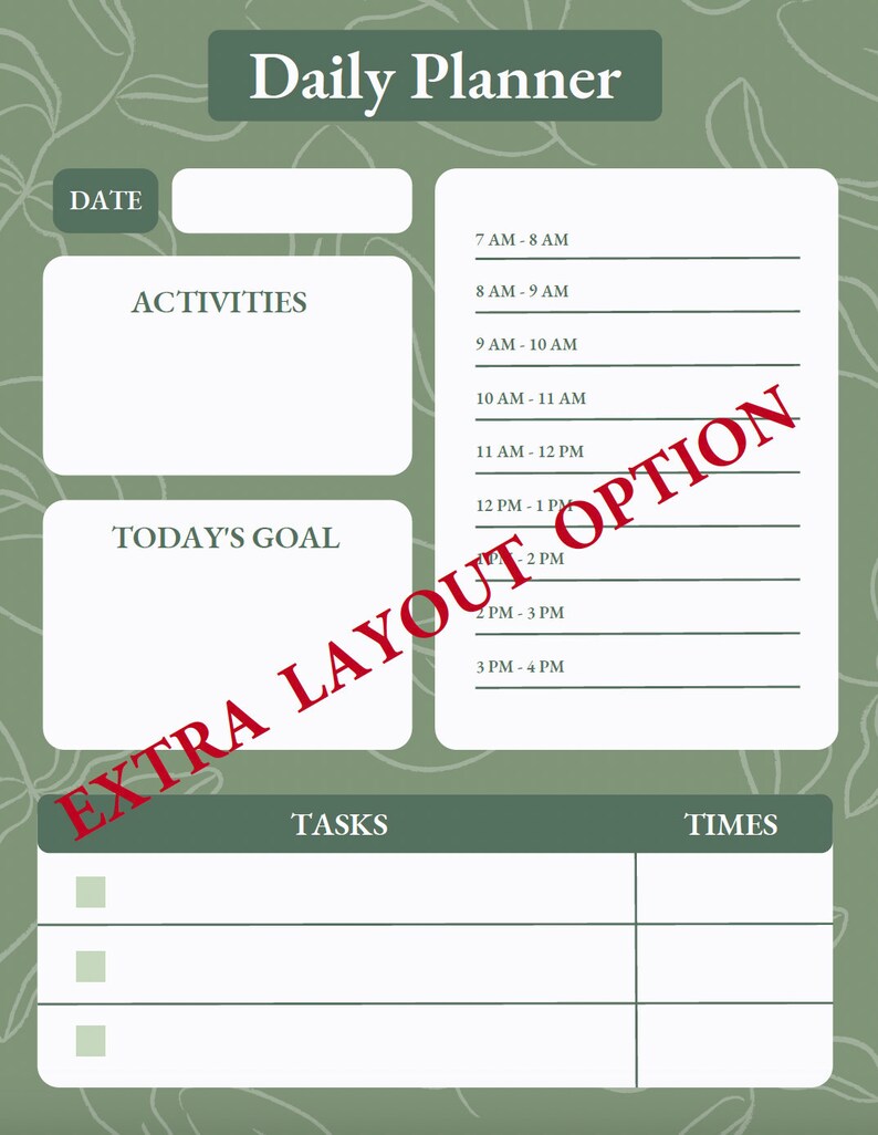 Green Leafy Daily Planner 2024 Printable Planner Digital Etsy