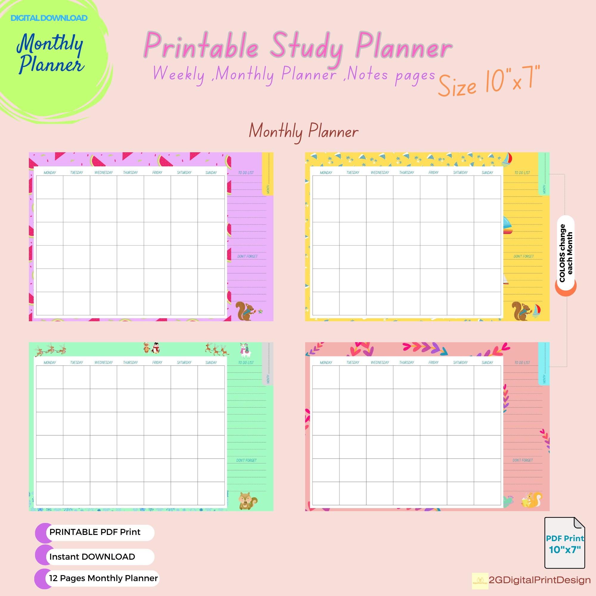 Student Planner For Notes Student Planner Printable, Weekly, Monthly, Note Pages, Ready to Use ...