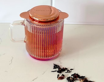 Tea Infuser Basket, Stainless Steel Tea Strainer, Fine Mesh Loose Leaf Tea Steeper, Loose Leaf Tea Infuser With Lid, Rose Gold