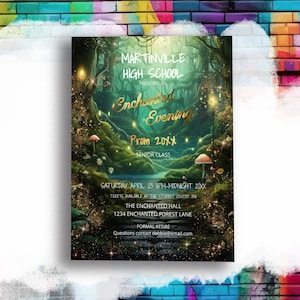 Verzauberter Wald Abschlussball-Flyer-8,5x11 Zoll-High School Abschlussball-Schule-Tanz-Abschlussball-Karten-Veranstaltungsflyer-Senior Abschlussball-Flyer-Abschlussball-Event-Poster