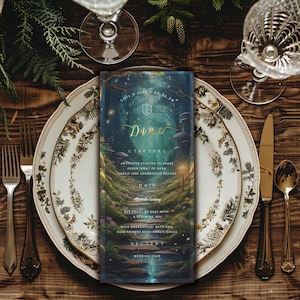 Menu Enchanted Forest-Enchanted Evening-Magical Garden-Fairy Dust-Edytowalny szablon-Do druku-Fairytale-Wedding, Menu Table