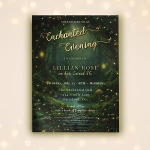 Magical Garden Sweet 16 Invitation, Enchanted Forest (Printable Template)