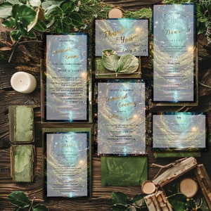 Faire-part de mariage forêt enchantée-voie magique jardin-forêt-modèle modifiable-Evite-imprimable-conte de fées-bundle suite d'invitations