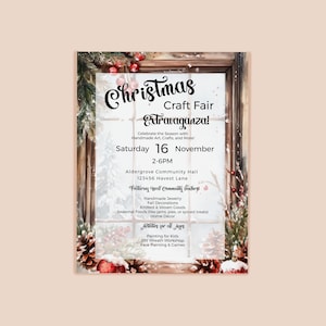 Craft Fair Flyer template-Christmas Craft market- Fall- 8.5x11in-Event Flyer-Printable-Holiday community event