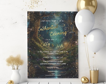 Enchanted Forest Wedding Invitation - Editable Printable Template
