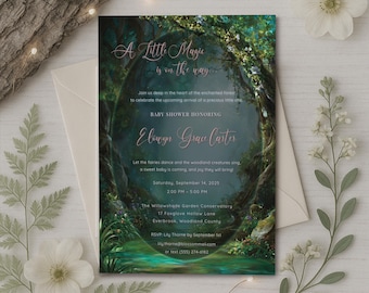 Woodland Fairy Baby Shower Invitation (Editable Enchanted Forest Template)