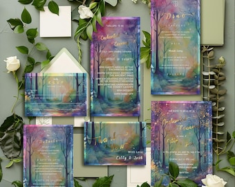 Enchanted Forest Wedding Invitation suite-magic Garden-Forest pathway-Editable template-Evite-Printable-Fairytale-details-rsvp-bundle