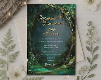 Quinceañera Invitation Template: Enchanted Forest - Editable Digital Download